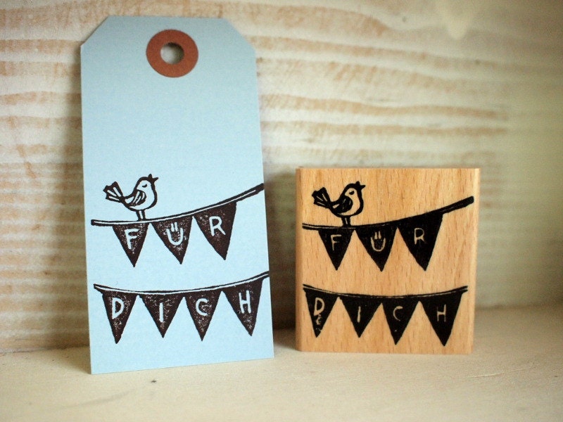 Für Dich (bunting)  - rubberstamp - 50x50mm