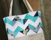 Pieced Blue Chevron Tote Bag