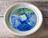 Medium Pentacle Plate, Pentagram Paten,  Glass and Glaze Ritual Tile, Pagan Decor, Ready to Ship Decoration