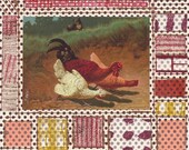 Chickens :  Unique Collage with Monoprinted Elements and Vintage Ephemera
