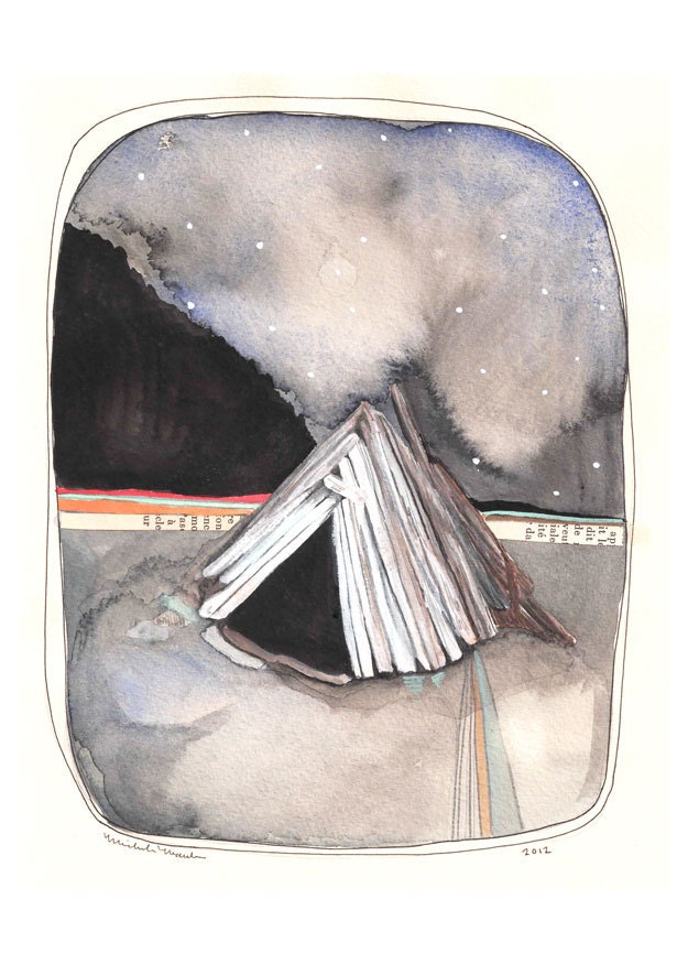 Beach Hut / Art Illustration / 5x7 Art Print / Michele Maule
