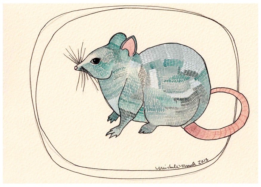 Rat Art Illustration / Print / 5x7 Rat Art Print /  Little Rat Friend