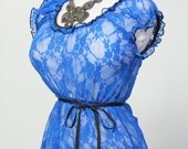 Size X-Large Blue Lace Blouse - Fits Bust Measurement of 52 to 61 inches