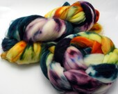 Spinning Fiber - Hand Dyed Roving - Combed Top - Flower Shop Inferno