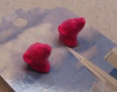 Bright Magenta Pink Weasel Earrings