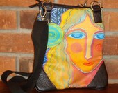 Hand Painted Handbag Purse Shoulder Sling Cross Body Hipster Handbag