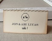 Wedding Escort or Place Card- Rustic Woodland Doe and Buck