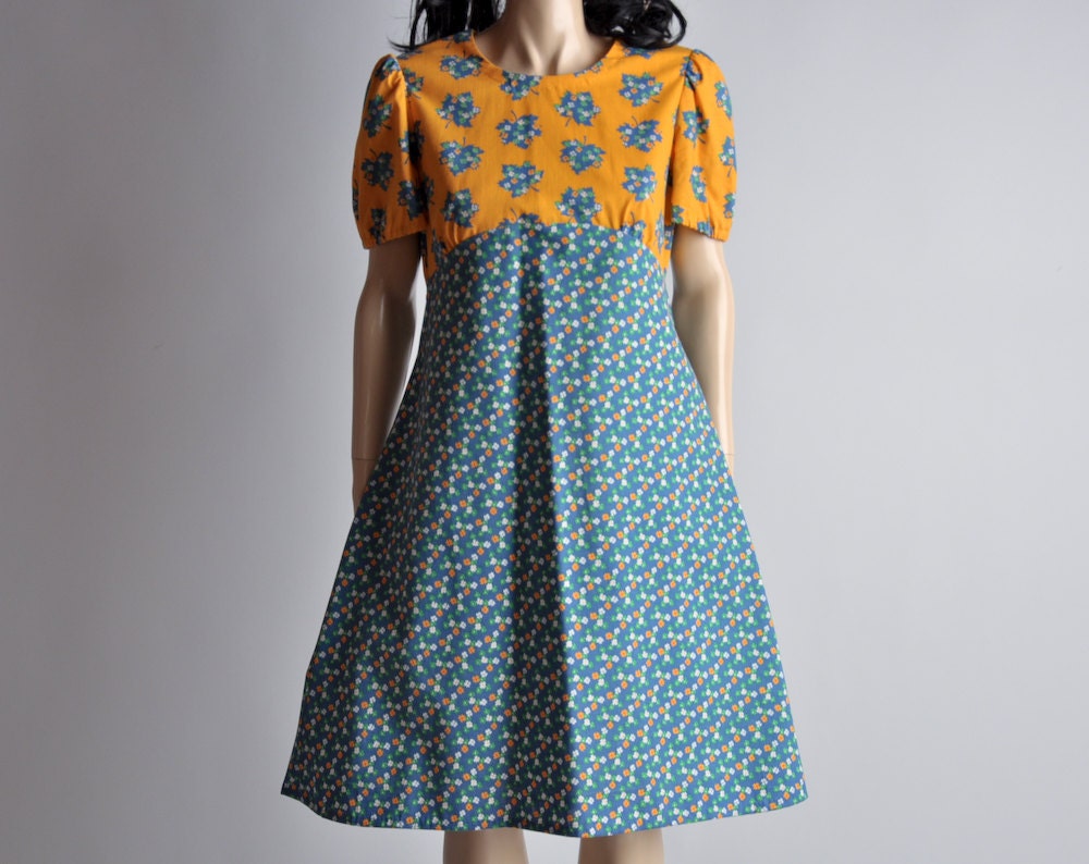 empire waist floral print dress / m