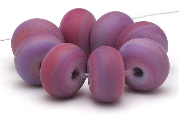 Handmade Lampwork Spacer Beads Matte Purple Pink Lilac SRA