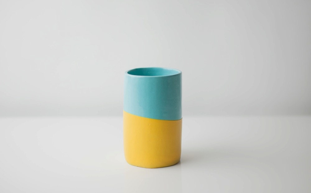 Turquoise and Yellow Dip Cup
