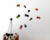 Polka dot mobile by Puka Puka felt ball mobile rich rainbow colours