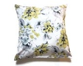 Two Yellow White Black Gray Mint Green Pillow Covers Decorative Floral Toss Throw Accent 18 x18 inch pair