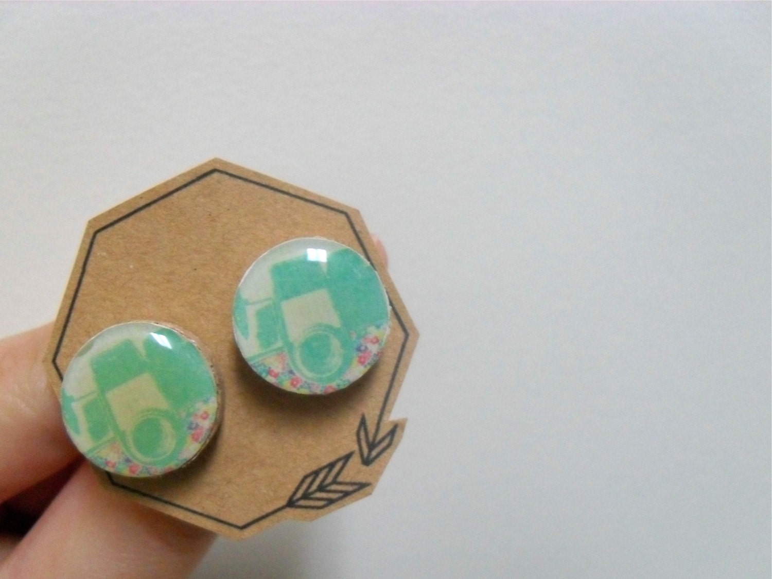 Wood Camera Earrings