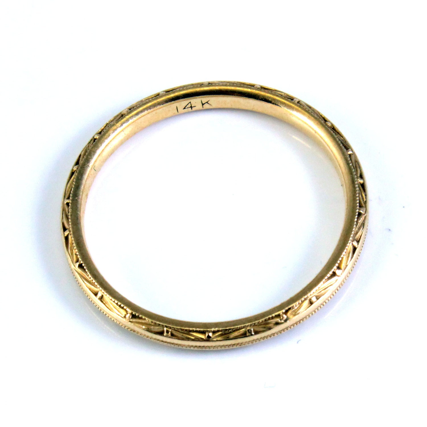 14K Vintage Retro Eternity 1950s Wedding Band Ring