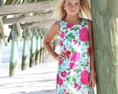 Girl dress Custom ruffled long maxi shift dress size 2T  to 12 yrs - Avery Collection Farandole