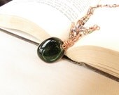 Green Dichroic Fused Glass Necklace Copper Pendant Crystal Necklace