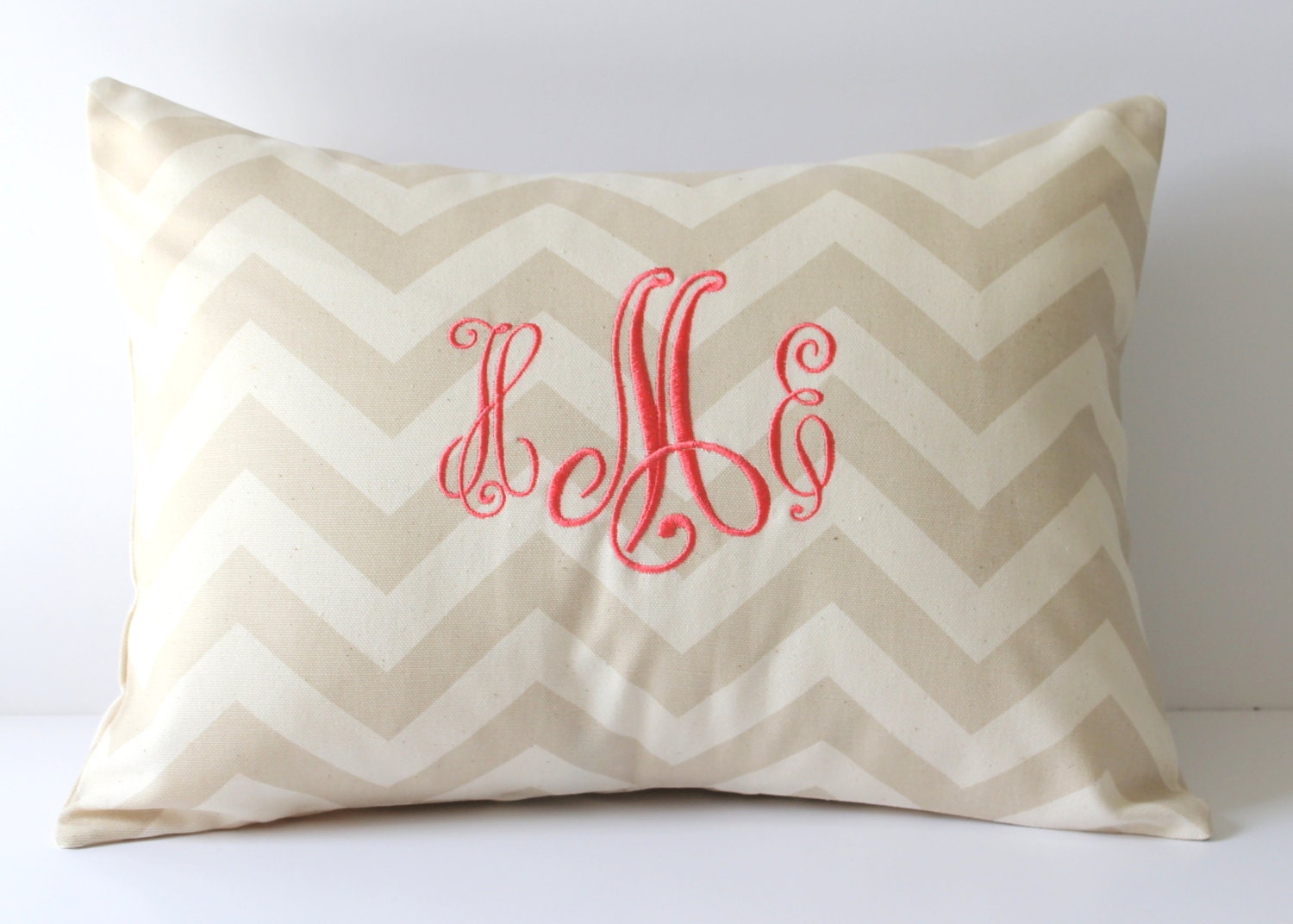 Monogrammed Pillow Cover - Chevron - Personalized - 12 x 16 - Nursery Decor - Dorm Decor - Sorority - Wedding - Bridal