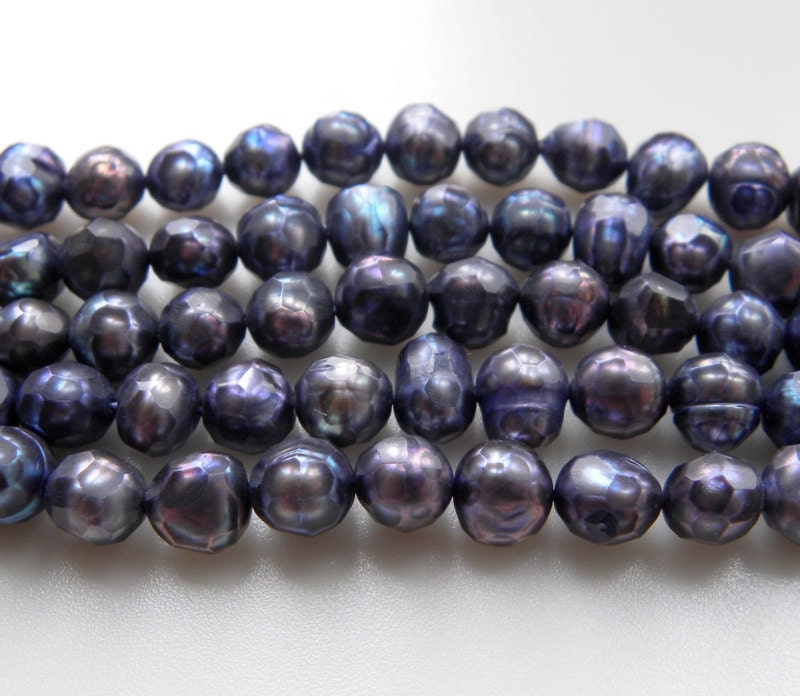 Peacock Faceted Pearls 6.5 mm FULL 16 inch strand