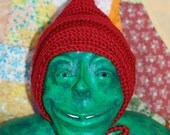 Red Infant Pixie Hat - handmade, baby, knit, boy, girl, gnome