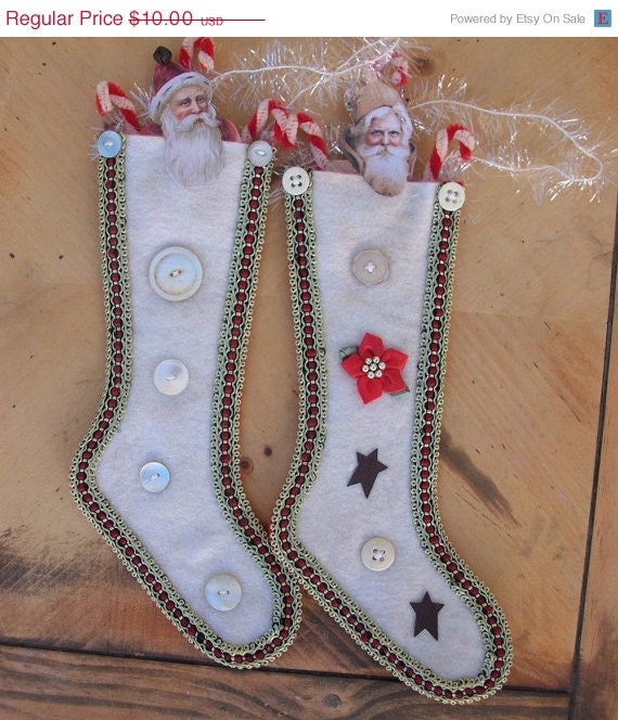 CustomerAppreciation Sale Primitive Vintage Santa Stocking Ornies Wonderful