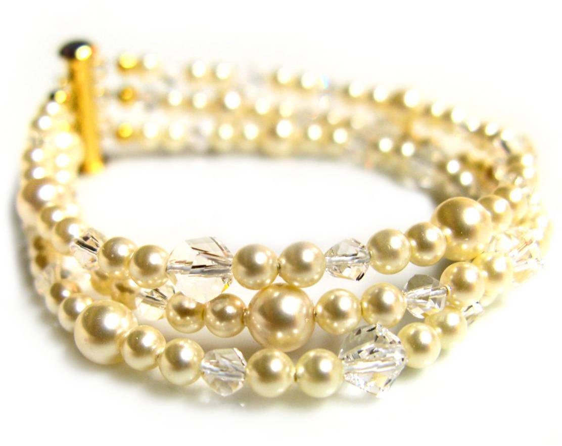Affordable Handmade Swarovski Custom Order Bridal Bridesmaid Bracelet Jewelry Wedding Accessories Costume Pearl Crystal Unique - Athena