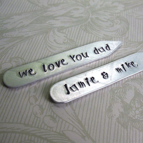 Custom Collar Stays - Father's Day Gift, Hand Stamped with Childrens Names, Dad's Gift, Kid's Names