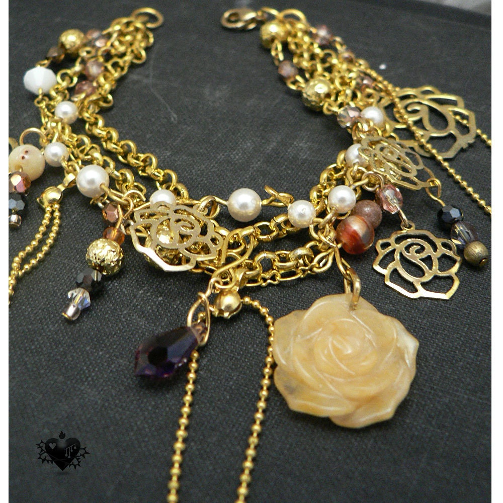 Gold Roses Oriental charm bracelet