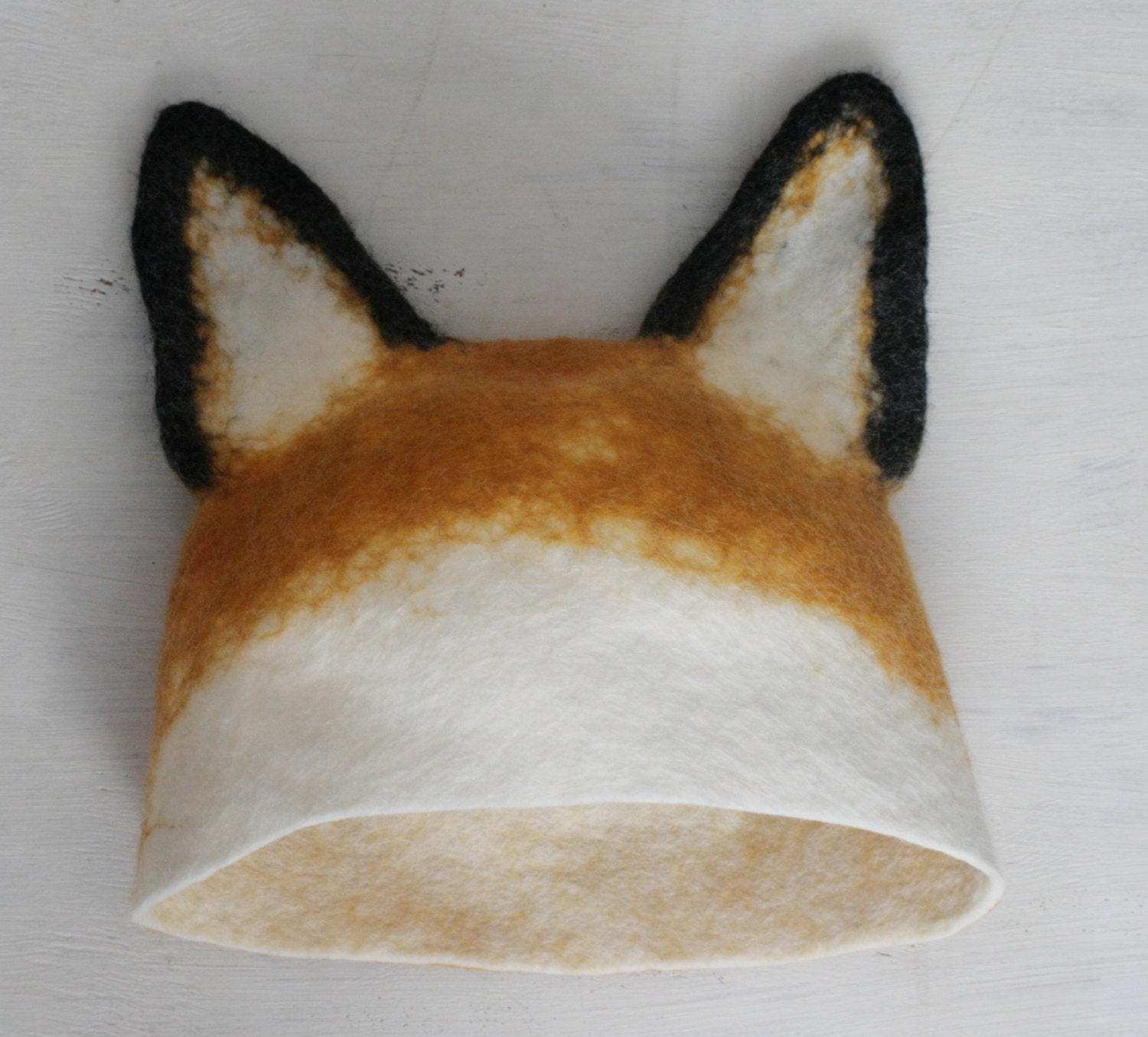 Fox Hat -- Hand Felted Wool -- Size Medium/Large
