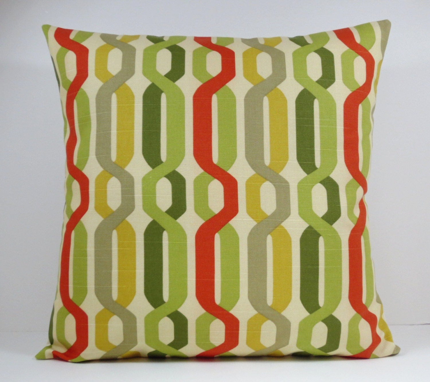Twisted Trellis Links decorative throw pillow cover 18 x18 inches /Accent cushion sham/ slipcover in sage green, olive, mustard, red, taupe.