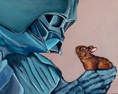 Darth Vader with small Baby Bunny SMALL 8.5 x 11 PRINT