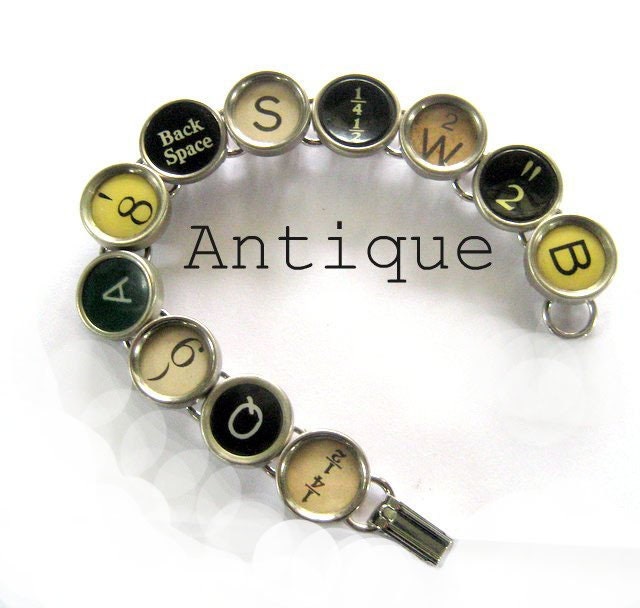 Eclectic vintage typewriter key  bracelet