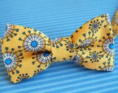 High Quality Boys Bow Tie - Yellow and Blue geometric print bowtie, Infant, Toddler, Preteen