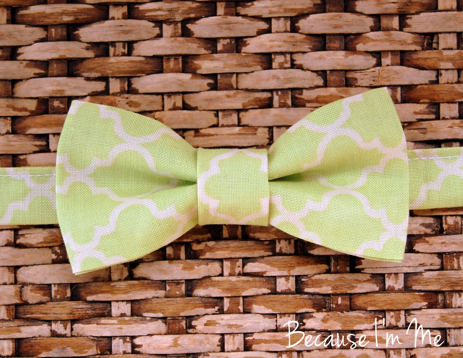 Boys Bow Tie - Sophisticated Green and Cream Moroccan Print for Infant, Toddler, Child, Preteen