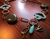 Blue Birds Turquoise and Copper Necklace