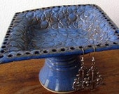 Blue Earring Keeper Ceramic Jewelry Bowl