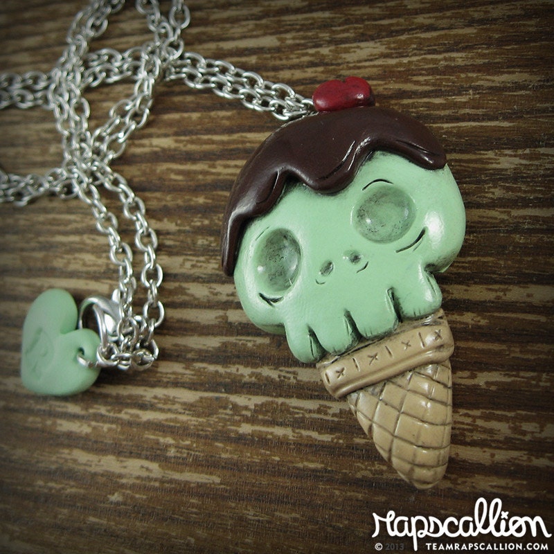 Skull Ice Cream Cone Necklace