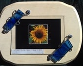 Antique white Picture Frame with blue glass
