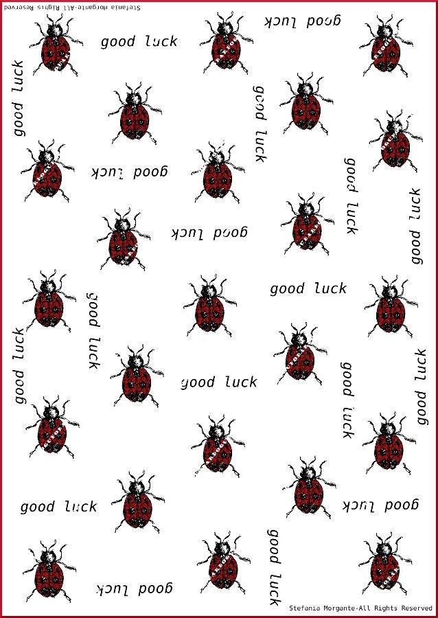 DIY gift wrap paper for scrapbooking and wrapping sheet-Printable -Ladybug Good Luck theme