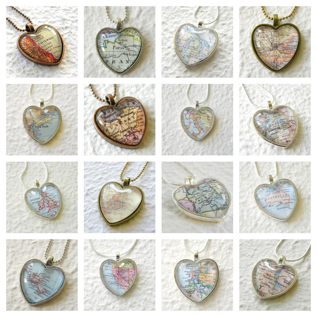 Custom Heart Shaped Map Necklace - Great Personalized gift for Mom for mother's day