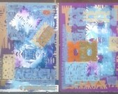 Mixed media original - Water collage quartet - mixed media original collage with paper cuts
