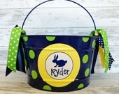 custom personalized 16 QUART name Easter bucket featuring a bunny