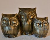 Instant Collection- Vintage Owls- Brass Gold Metallic