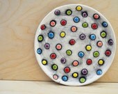 Colorful Polka Dotted Dessert/ Sandwich Plate - multi-colored raised polka dots
