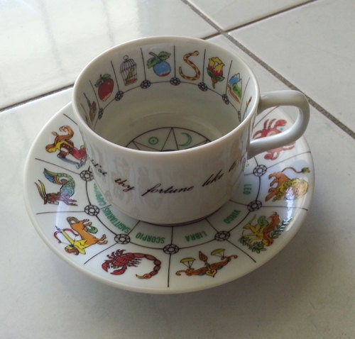 Vintage Zodiac fine china fortune teller tea cup and saucer International collectors guild teacup