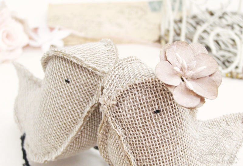 Burlap Taupe Love Birds Cake Topper Wedding Cake Topper Rustic Woodland Love Birds Woodland Garden Country Barn Beach Weddings