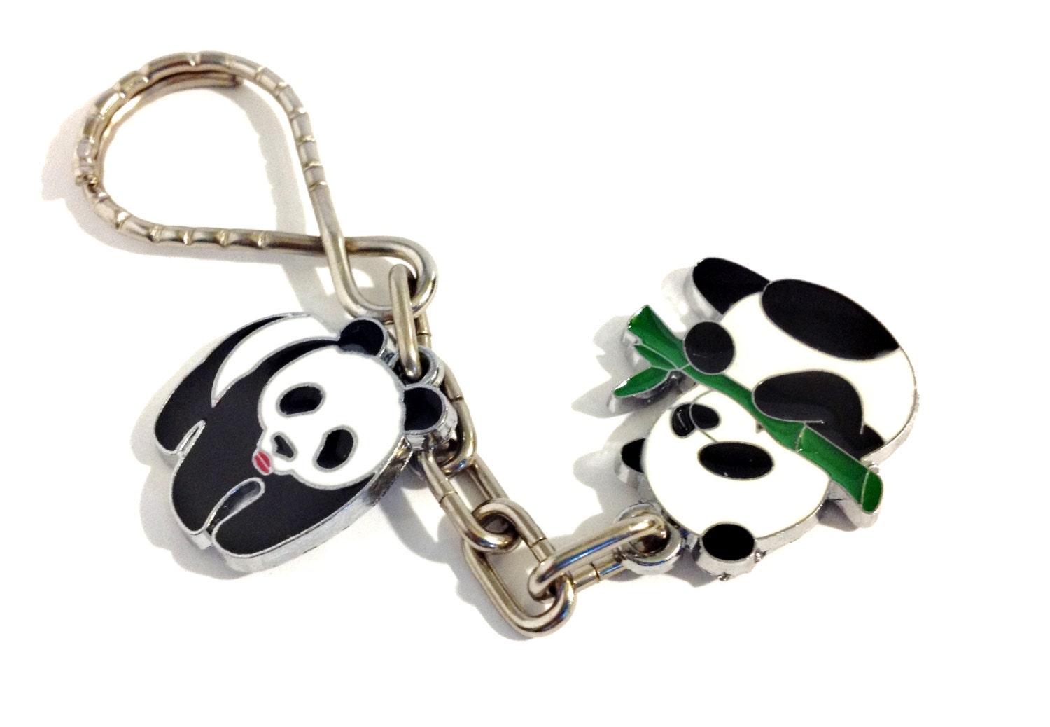 Panda Bear Key Chain  Figure 8 Key Ring Pandas Panda Mania Panda Eating Bamboo