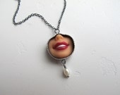 Barbie Doll Smile Necklace with Pearl Drop