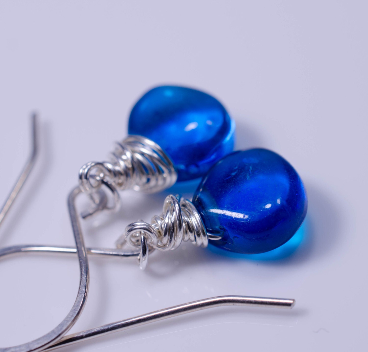 Biryani Blue Chalcedony Drop Earrings in Sterling Silver