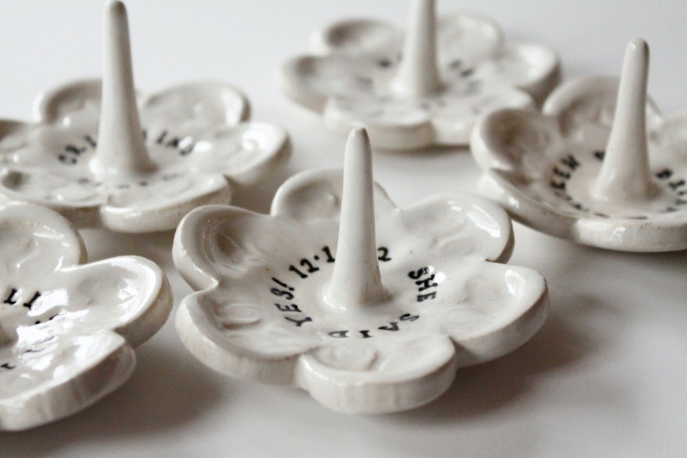 Personalized Ring Dish with Your Custom Message, Ceramic Pottery
