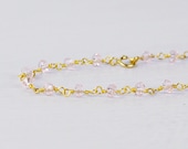Rosewater bracelet - delicate pale pink crystal beaded vermeil gold bracelet - delicate jewelry gift